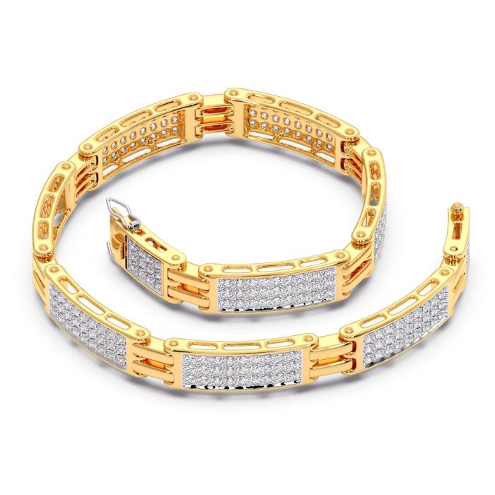 7.67 Carat F-VS Men's Diamond bracelet 14k Yellow Gold – Liori Diamonds