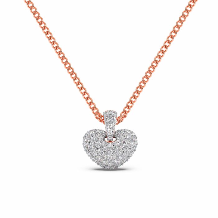 Mini Diamond Heart Necklace in White Gold
